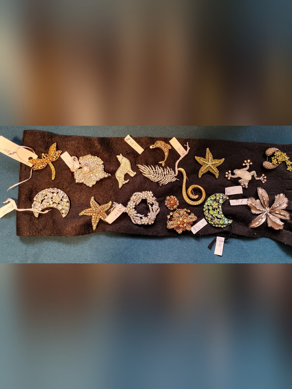Assorted Vintage Crystal Brooch Collection